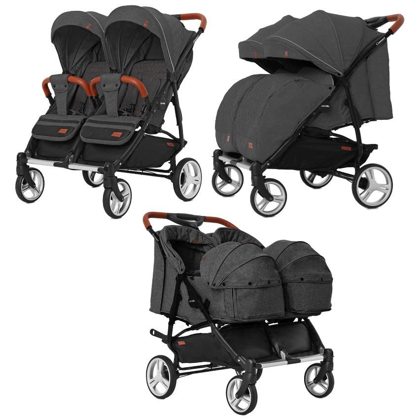 Коляска прогулянкова /універсальна 2в1 CARRELLO Connect CRL-5502 Serious Black для двійні (Каррелло Коннект)